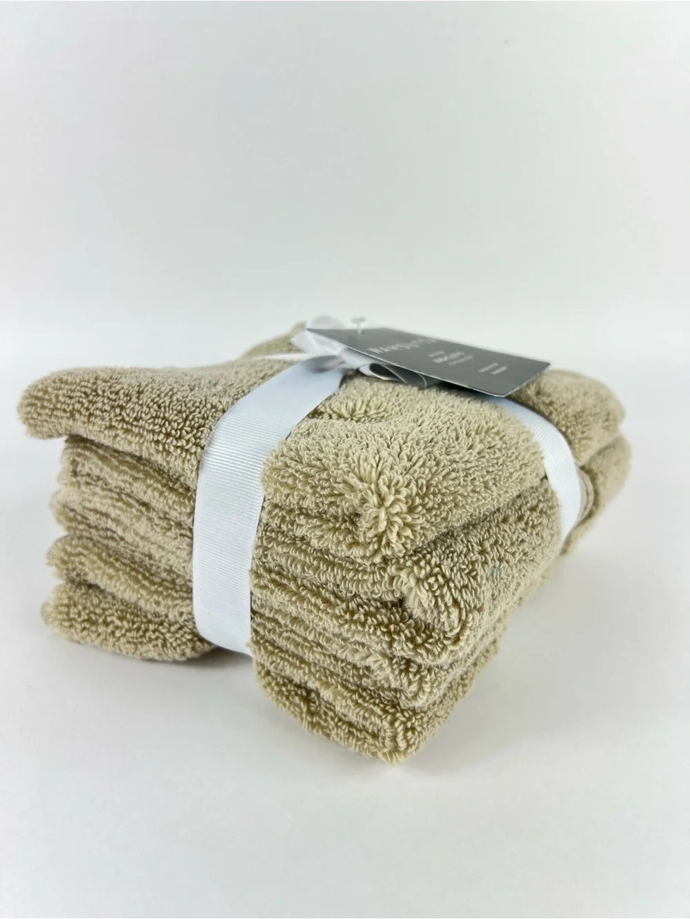 Wamsutta Washcloths Beige Absorbent 100% Cotton Premium Zero Twist 4 Pc NEW